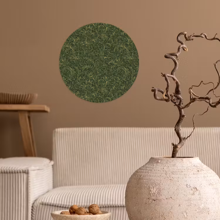 Donker - Groen - Krullend - Botanisch Wandcirkel behangsticker klein 186 -sfeer1