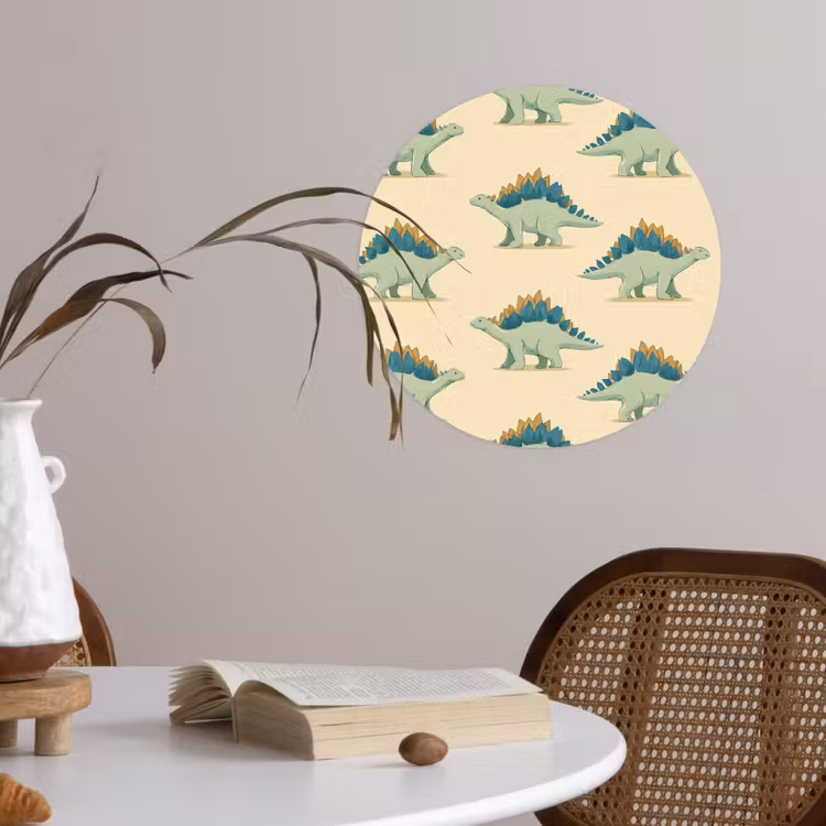 Dino - Patroon - Groen Wandcirkel behangsticker klein 186 -sfeer3