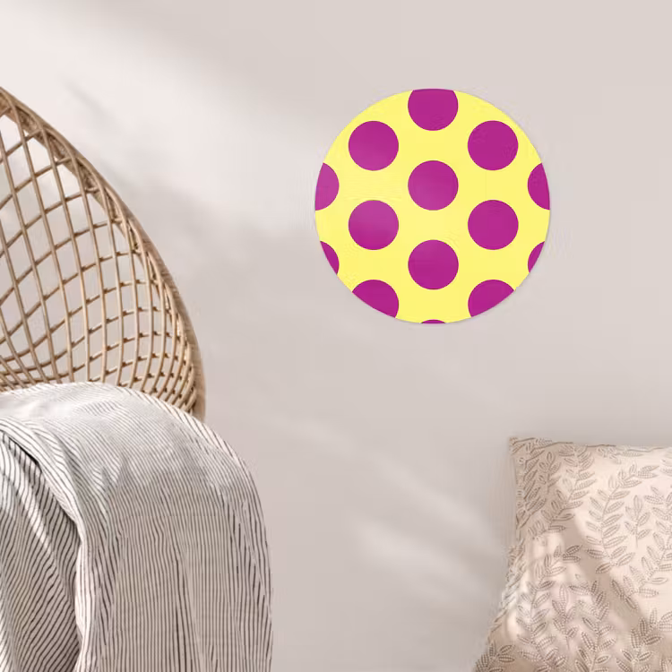 Dots - Klassiek - Geel Wandcirkel behangsticker klein 186 -sfeer4
