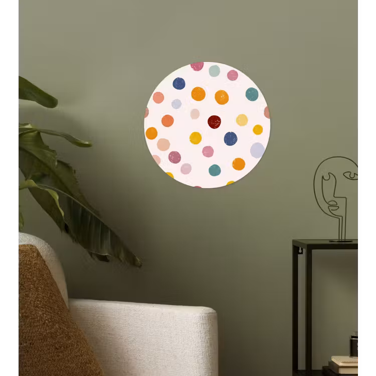 Stippen - Subtiel - Kleurrijk Wandcirkel behangsticker klein 186 -sfeer2