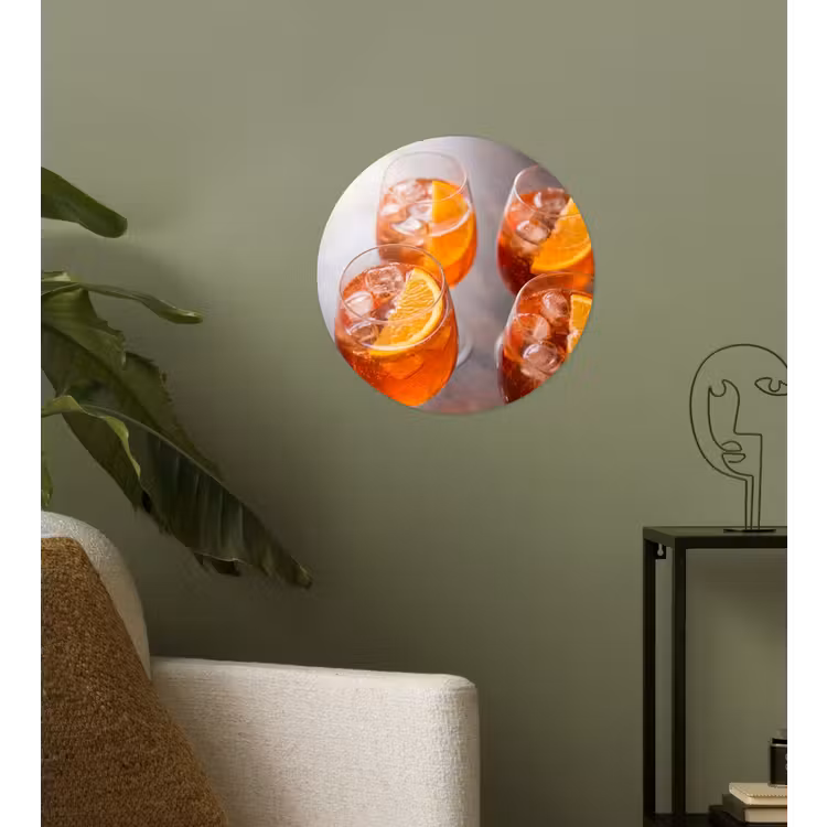 Drank - Sinaasappel - IJs - Zomer - Oranje Wandcirkel behangsticker klein -sfeer2