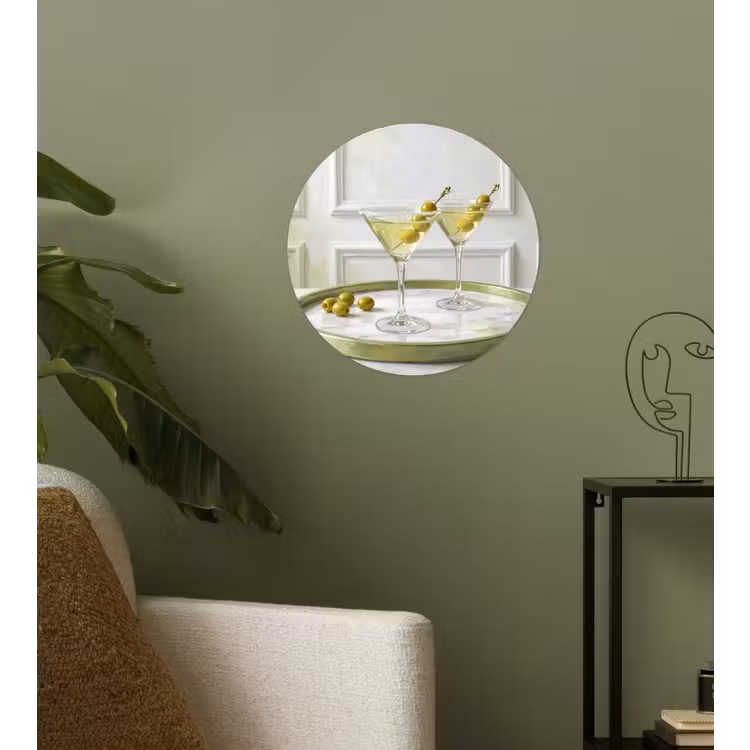 Drank - Martini - Olijven - Modern - Wit Wandcirkel behangsticker klein -sfeer2