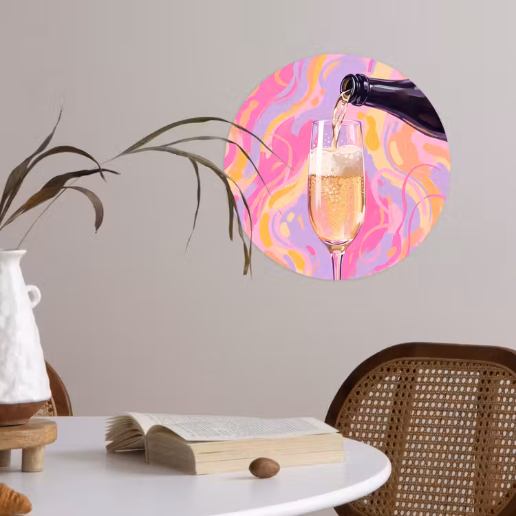 Drank - Inschenken - Feest - Abstract - Roze Wandcirkel behangsticker klein -sfeer3