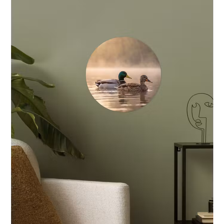 Eenden - Water - Mist - Natuur Wandcirkel behangsticker klein -sfeer2