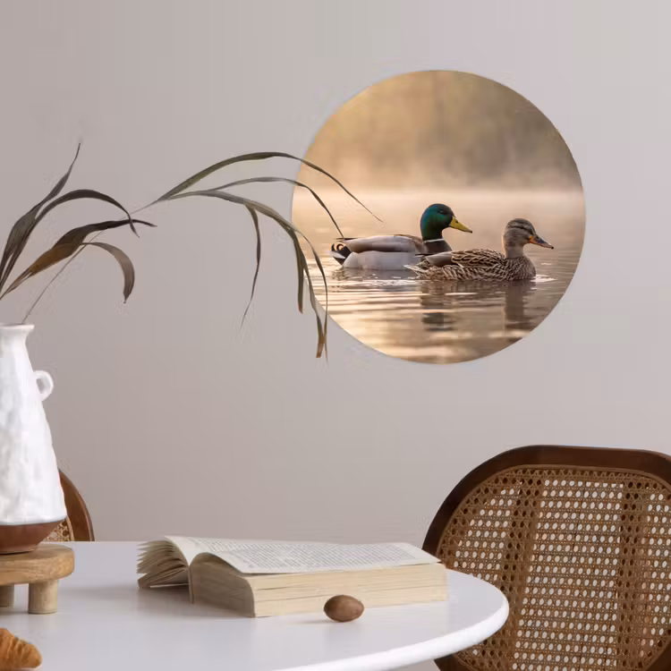 Eenden - Water - Mist - Natuur Wandcirkel behangsticker klein -sfeer3