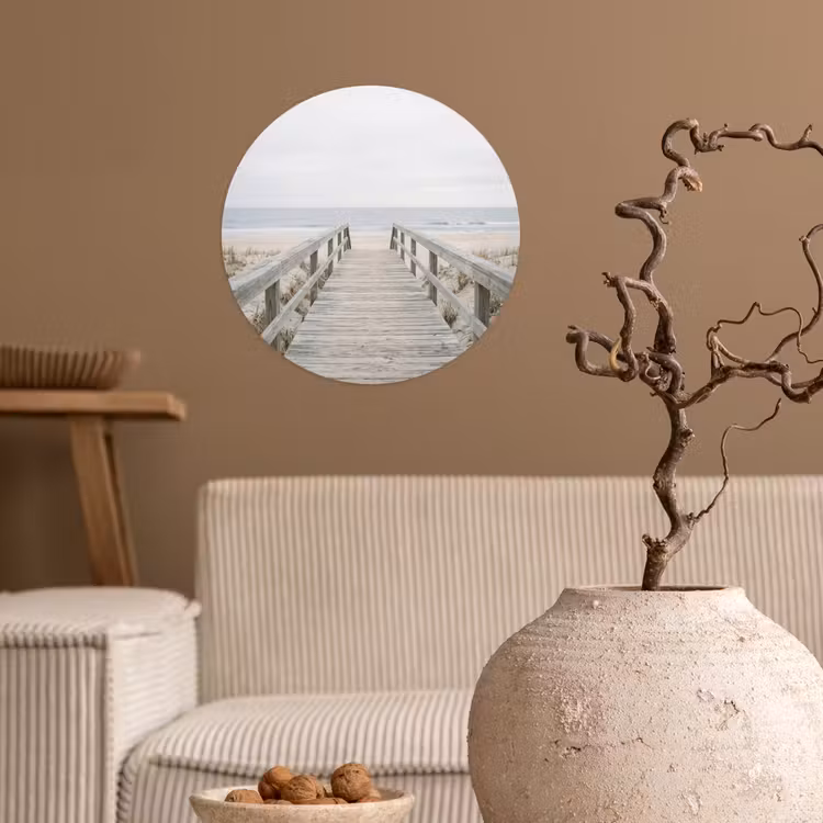 Duinen - Vlonder - Oceaan Wandcirkel behangsticker klein -sfeer1