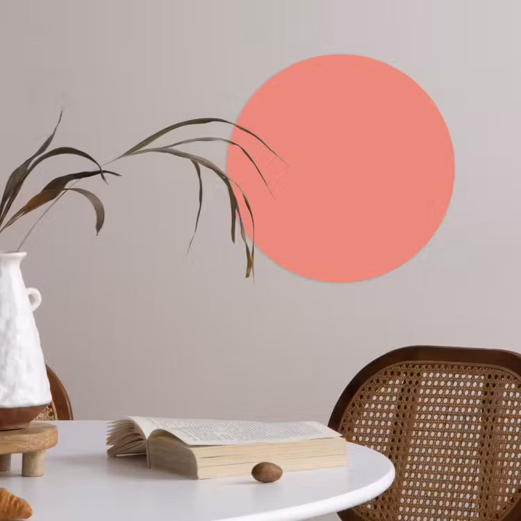Dusty - Peach - Koraal Wandcirkel behangsticker klein 186 -sfeer3
