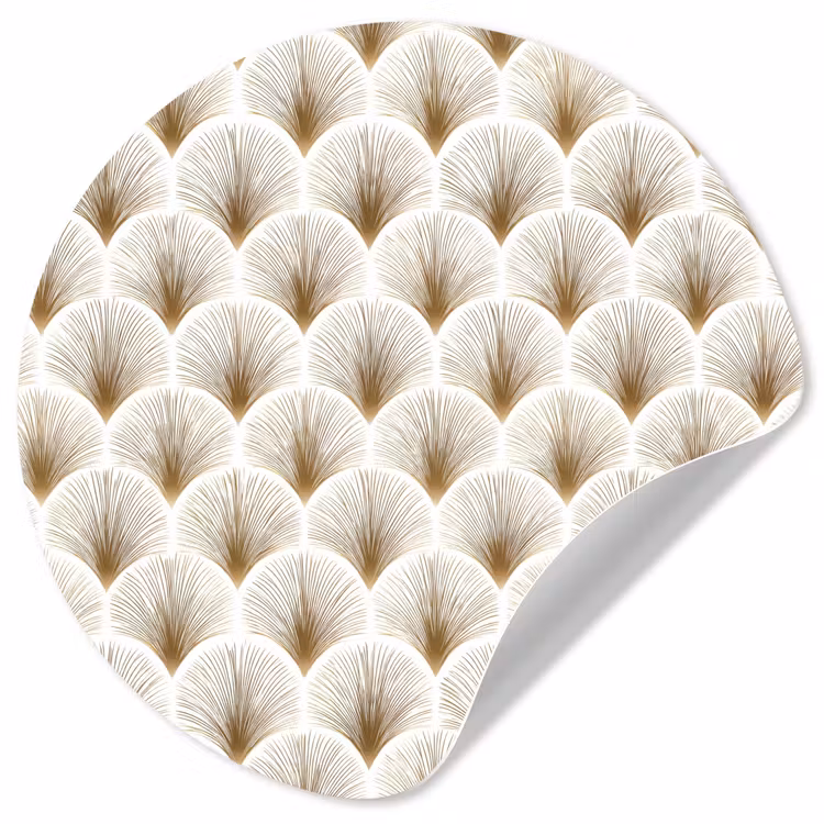 Waaiers - Art Deco - Elegant - Goud - Wit Wandcirkel behangsticker klein 186 -3d
