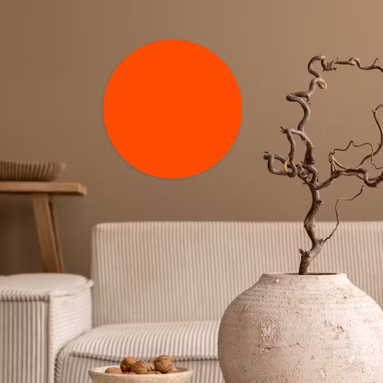 Fiery - Tangerine - Oranje Wandcirkel behangsticker klein 186 -sfeer1
