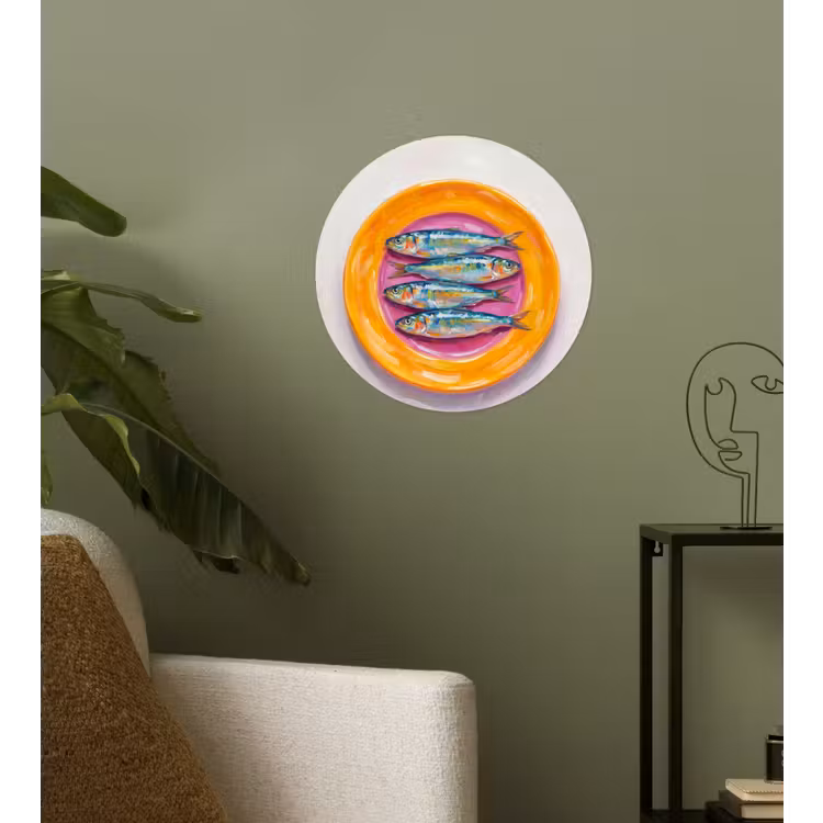 Vis - Vier - Eten - Modern - Kleurrijk Wandcirkel behangsticker klein -sfeer2