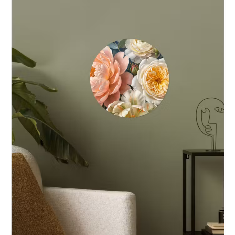 Bloemen - Boeket - Natuur - Klassiek - Kleurrijk Wandcirkel behangsticker klein -sfeer2
