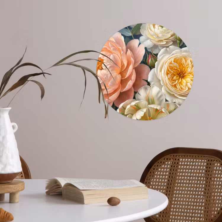 Bloemen - Boeket - Natuur - Klassiek - Kleurrijk Wandcirkel behangsticker klein -sfeer3