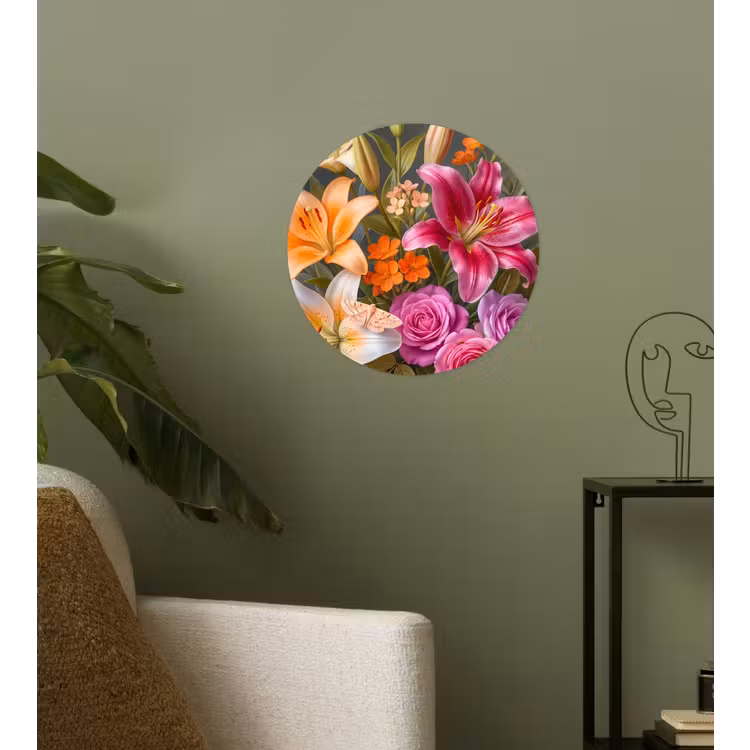 Bloemen - Boeket - Natuur - Kleurrijk - Modern Wandcirkel behangsticker klein -sfeer2