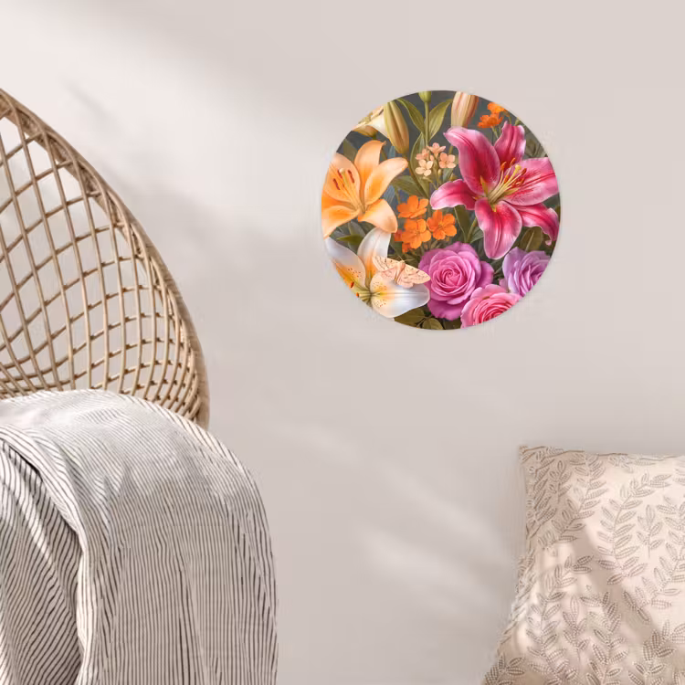 Bloemen - Boeket - Natuur - Kleurrijk - Modern Wandcirkel behangsticker klein -sfeer4