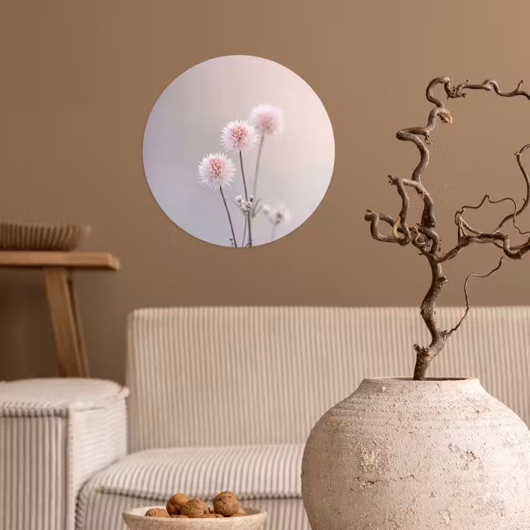 Bloemen - Bollen - Roze Wandcirkel behangsticker klein -sfeer1
