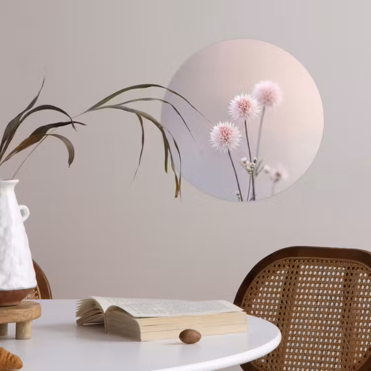 Bloemen - Bollen - Roze Wandcirkel behangsticker klein -sfeer3