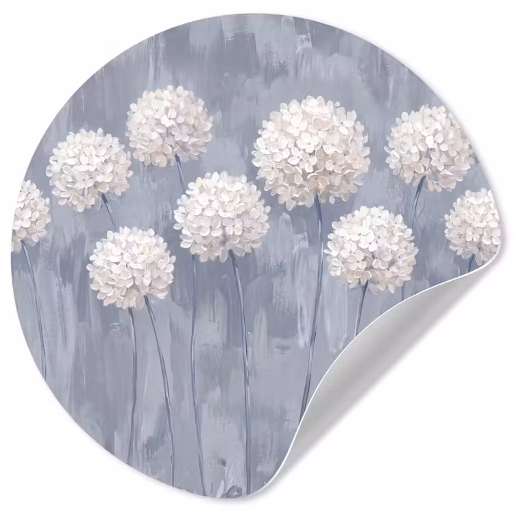 Bloemen - Illustratie - Blauw Wandcirkel behangsticker klein -3d