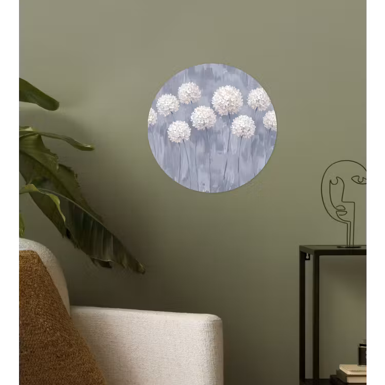 Bloemen - Illustratie - Blauw Wandcirkel behangsticker klein -sfeer2