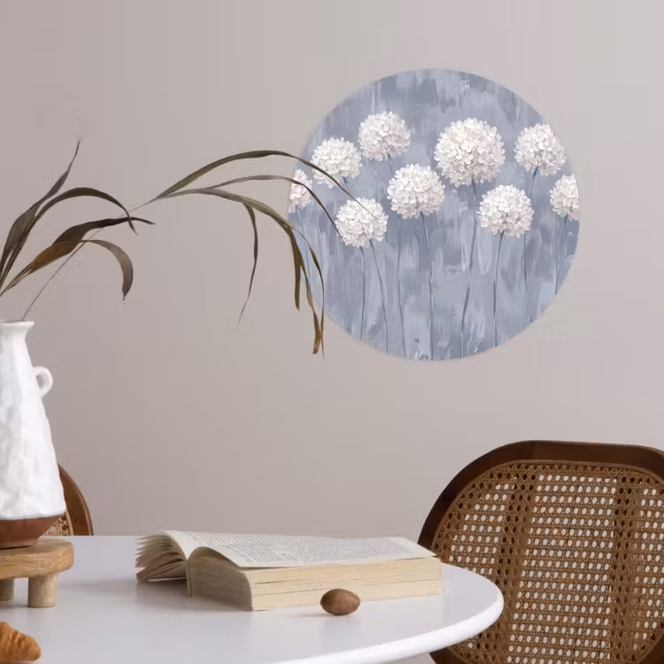 Bloemen - Illustratie - Blauw Wandcirkel behangsticker klein -sfeer3
