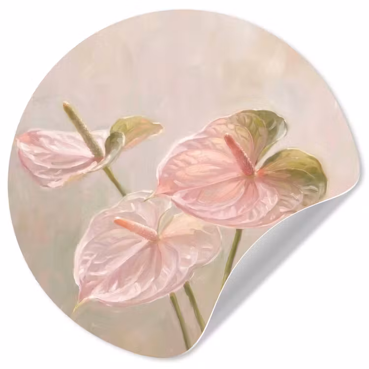 Bloemen - Pastel - Abstract - Natuur - Groen Wandcirkel behangsticker klein -3d