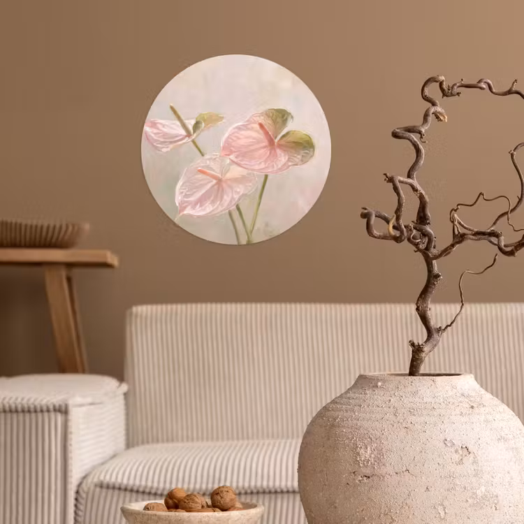 Bloemen - Pastel - Abstract - Natuur - Groen Wandcirkel behangsticker klein -sfeer1