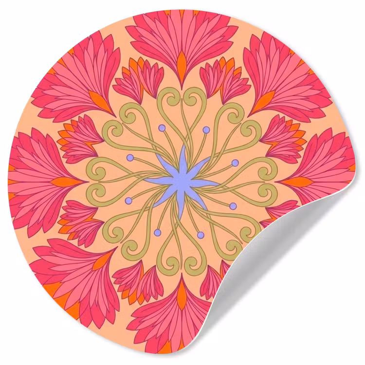 Bloemen - Patroon - Abstract - Roze - Decoratief Wandcirkel behangsticker klein -3d