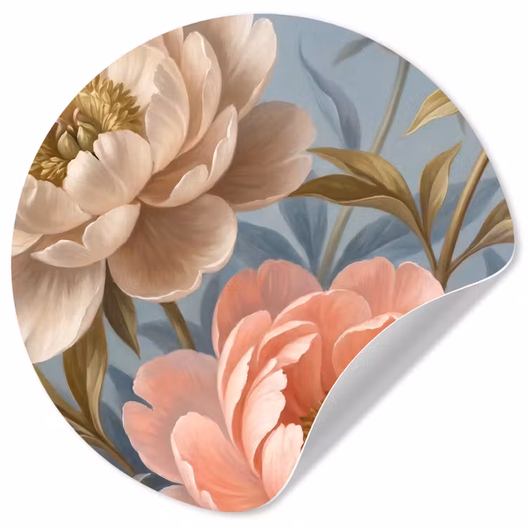 Bloemen - Roze - Beige - Modern - Natuur Wandcirkel behangsticker klein -3d