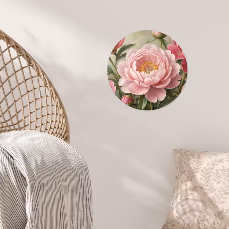 Bloemen - Roze - Klassiek - Gedetailleerd - Natuur Wandcirkel behangsticker klein -sfeer4