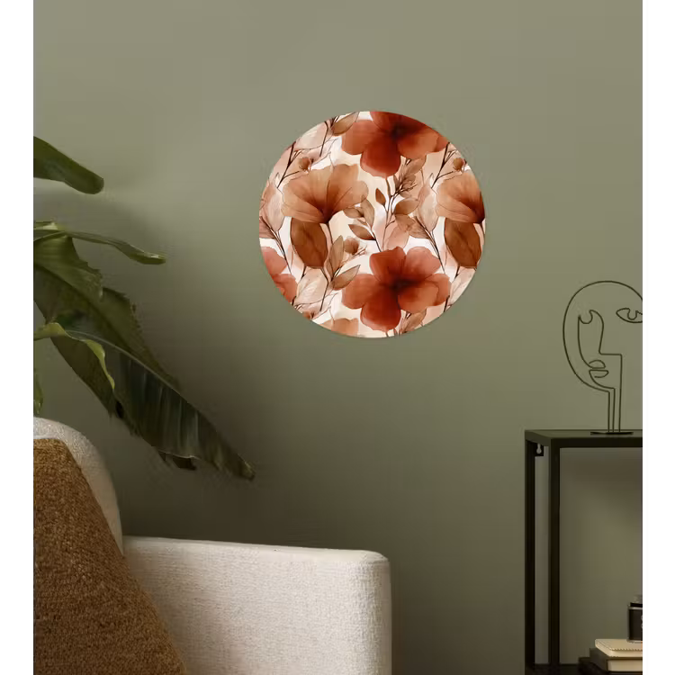Bloemen - Aquarel - Botanisch - Terracotta Wandcirkel behangsticker klein 186 -sfeer2