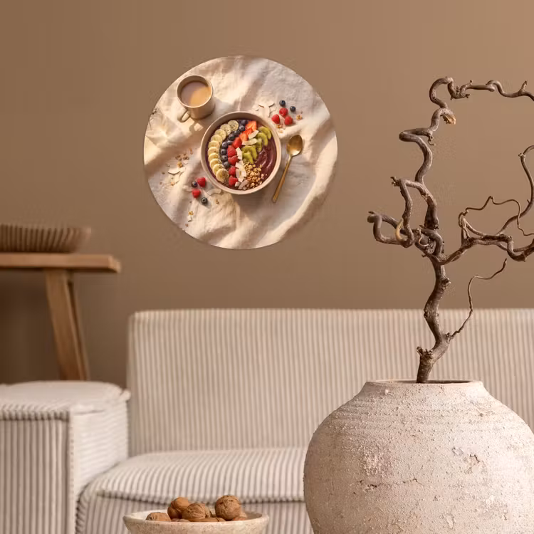 Eten - Ontbijtkom - Fruit - Gezond - Kleurrijk Wandcirkel behangsticker klein -sfeer1