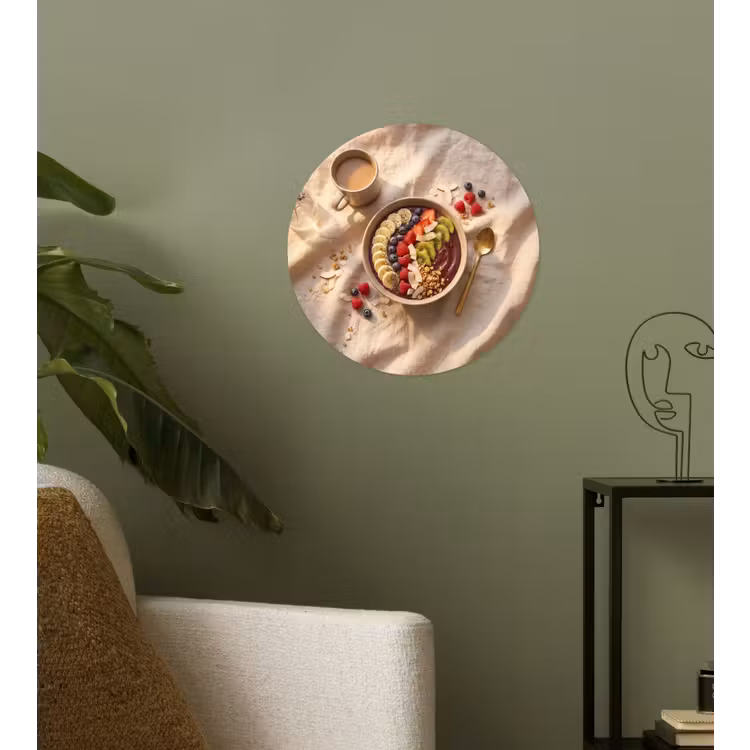 Eten - Ontbijtkom - Fruit - Gezond - Kleurrijk Wandcirkel behangsticker klein -sfeer2