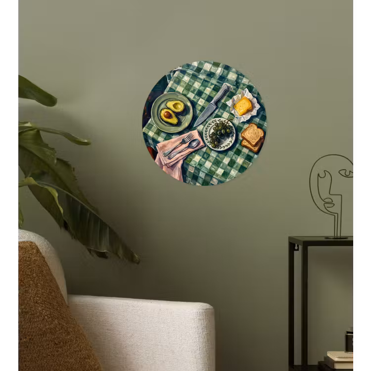 Eten - Ontbijt - Tafel - Modern - Groen Wandcirkel behangsticker klein -sfeer2