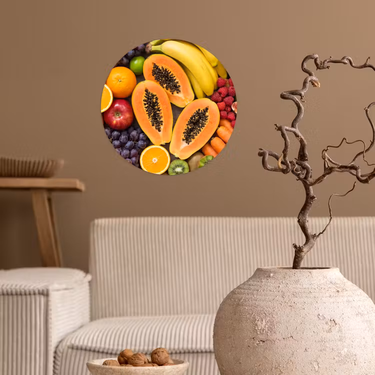 Eten - Fruit - Groenten - Vers - Kleurrijk Wandcirkel behangsticker klein -sfeer1