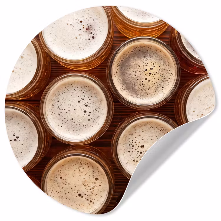 Eten - Glazen - Drank - Patroon - Bruin Wandcirkel behangsticker klein -3d