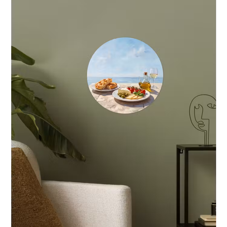 Eten - Middellandse Zee - Natuur - Geschilderd Wandcirkel behangsticker klein -sfeer2