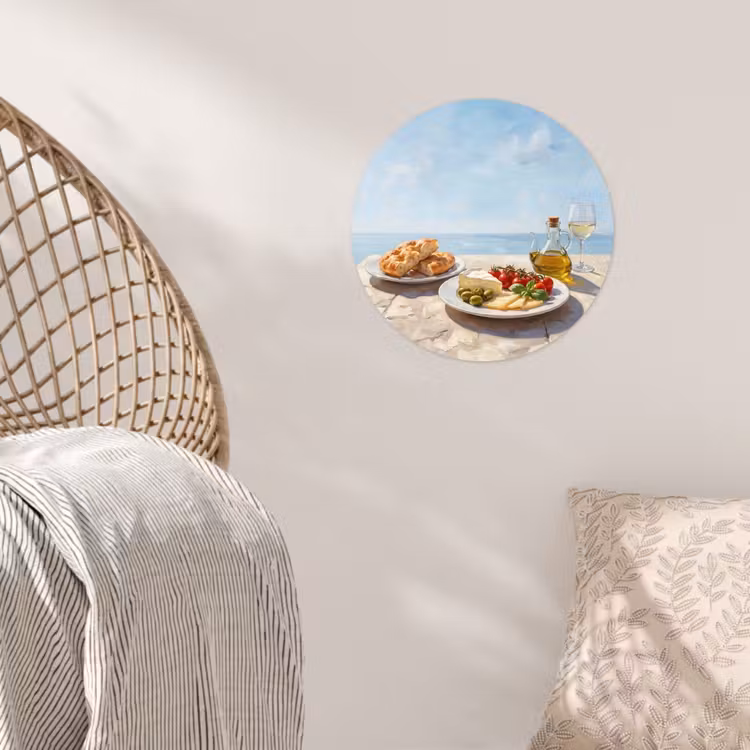 Eten - Middellandse Zee - Natuur - Geschilderd Wandcirkel behangsticker klein -sfeer4