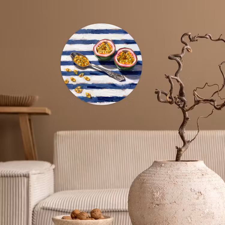 Eten - Passievrucht - Tropisch - Modern - Kleurrijk Wandcirkel behangsticker klein -sfeer1