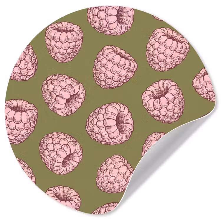 Eten - Patroon - Illustratie - Roze - Groen Wandcirkel behangsticker klein -3d