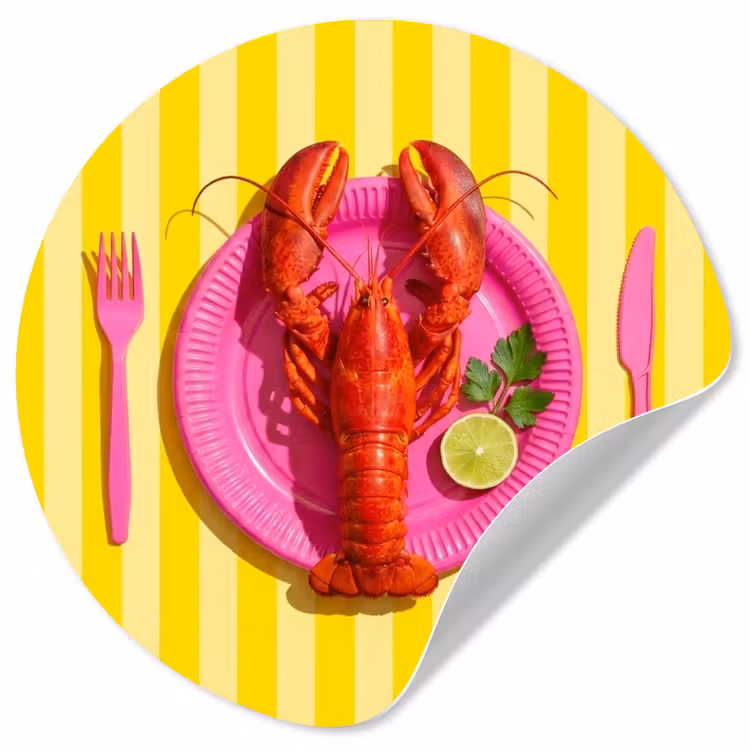 Eten - Roze - Geel - Modern - Culinaire Wandcirkel behangsticker klein -3d