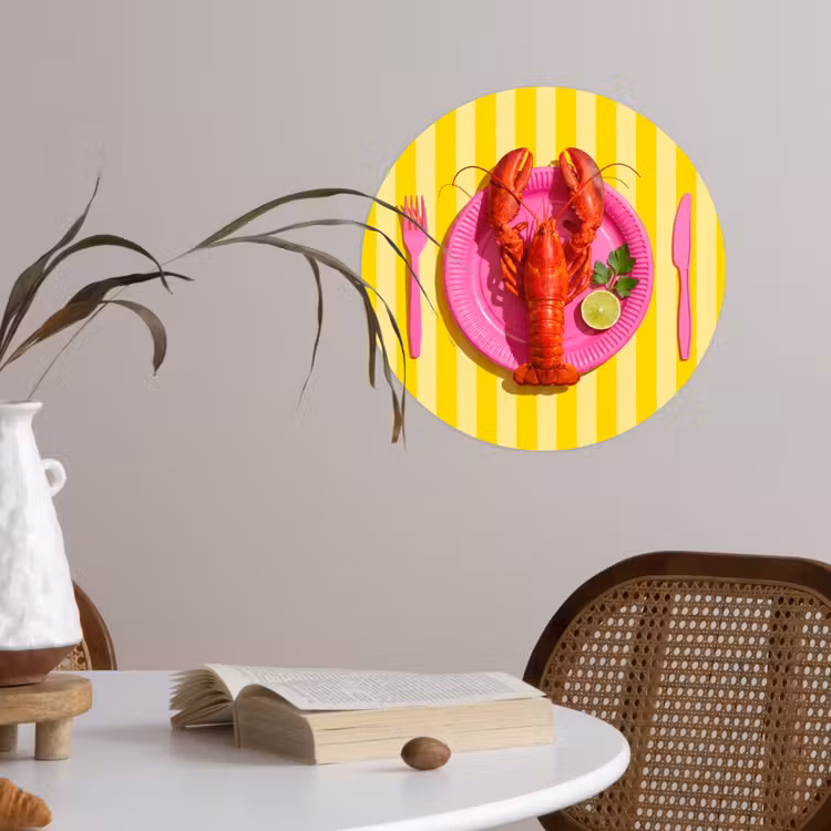 Eten - Roze - Geel - Modern - Culinaire Wandcirkel behangsticker klein -sfeer3
