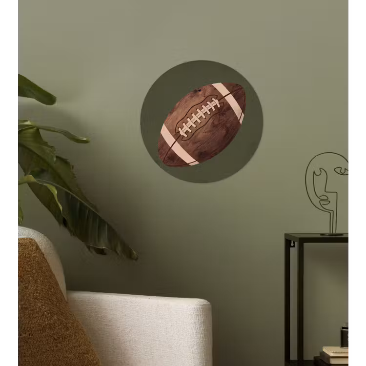 Football - Hout - Sport - Groen Wandcirkel behangsticker klein -sfeer2