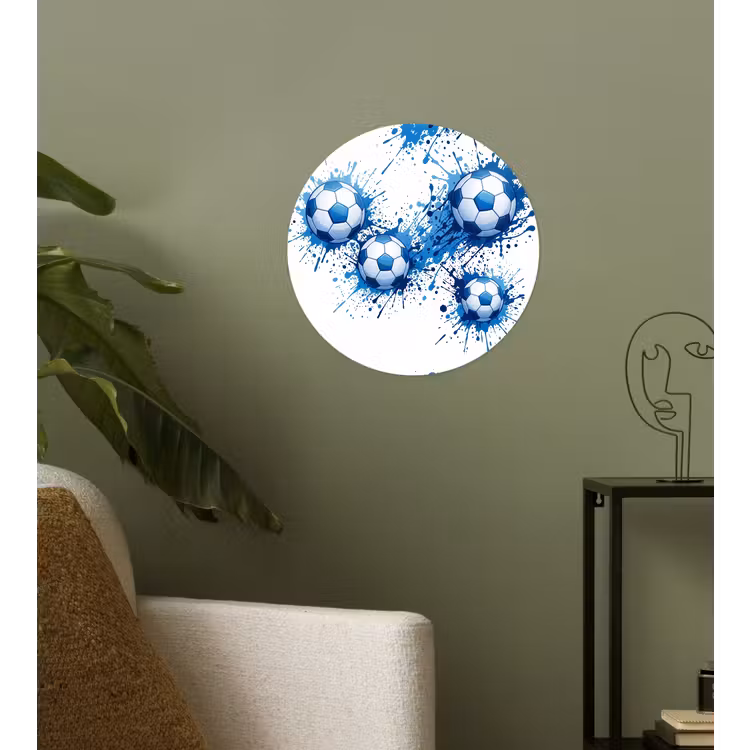 Voetballen - Verf - Sport - Blauw Wandcirkel behangsticker klein -sfeer2