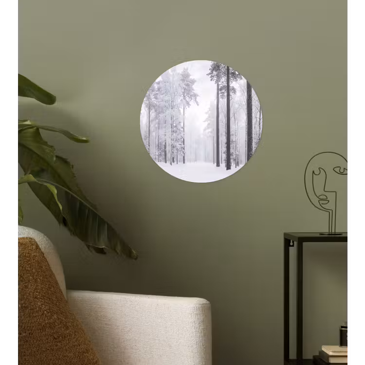 Bos - Sneeuw - Pad - Winter - Stilte Wandcirkel behangsticker klein -sfeer2