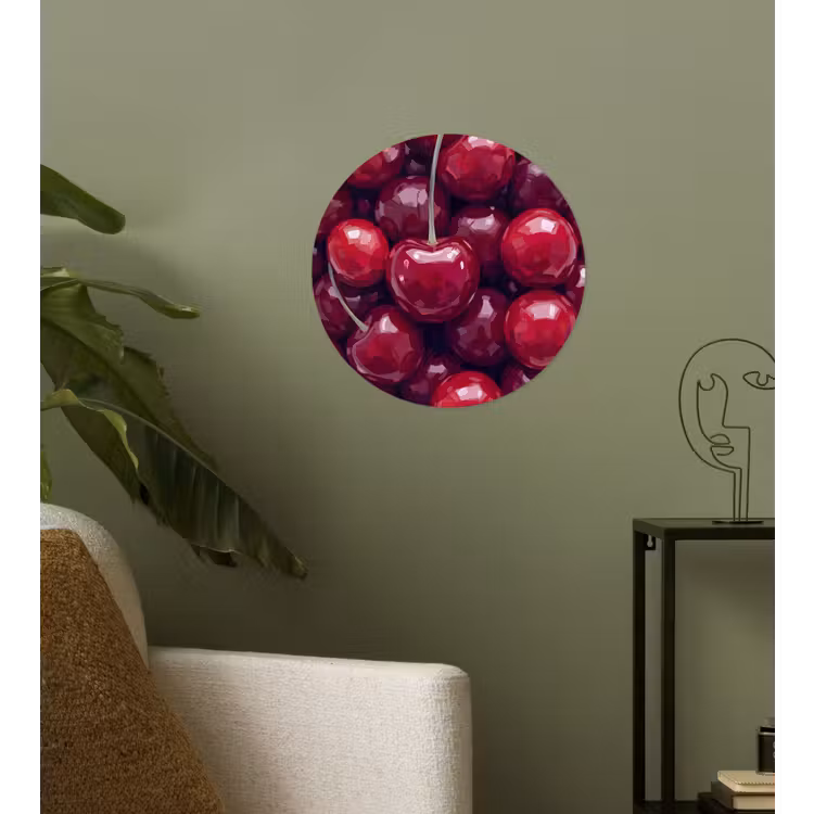 Fruit - Kersen - Eten - Modern - Rood Wandcirkel behangsticker klein -sfeer2