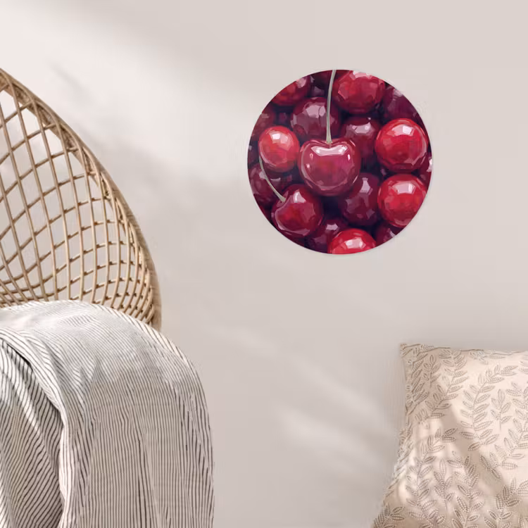 Fruit - Kersen - Eten - Modern - Rood Wandcirkel behangsticker klein -sfeer4