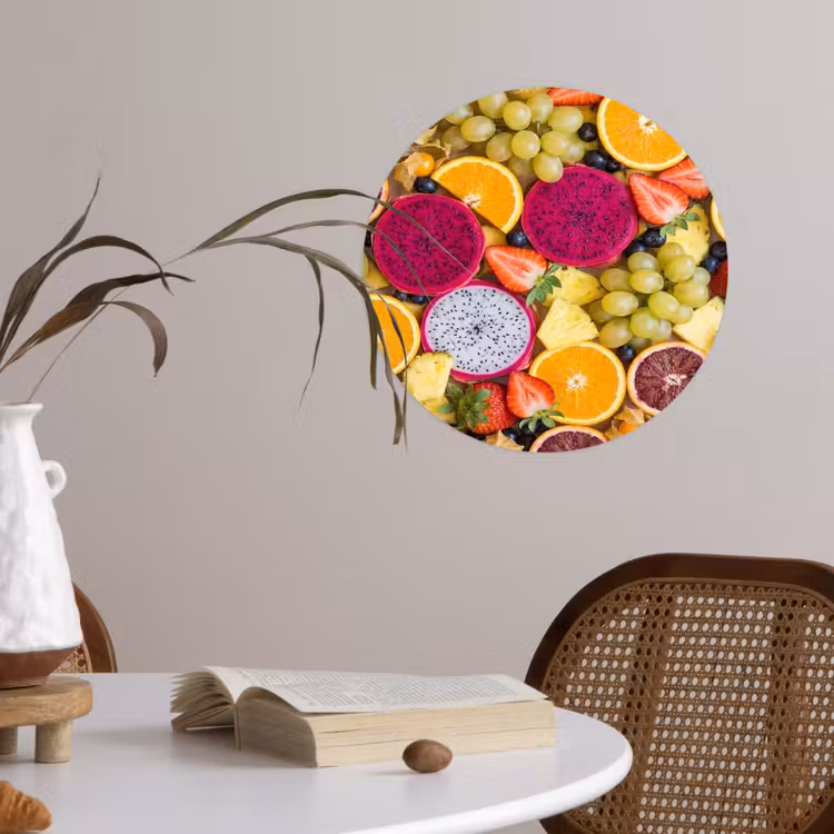 Fruit - Assortiment - Kleurrijk - Gezondheid Wandcirkel behangsticker klein -sfeer3