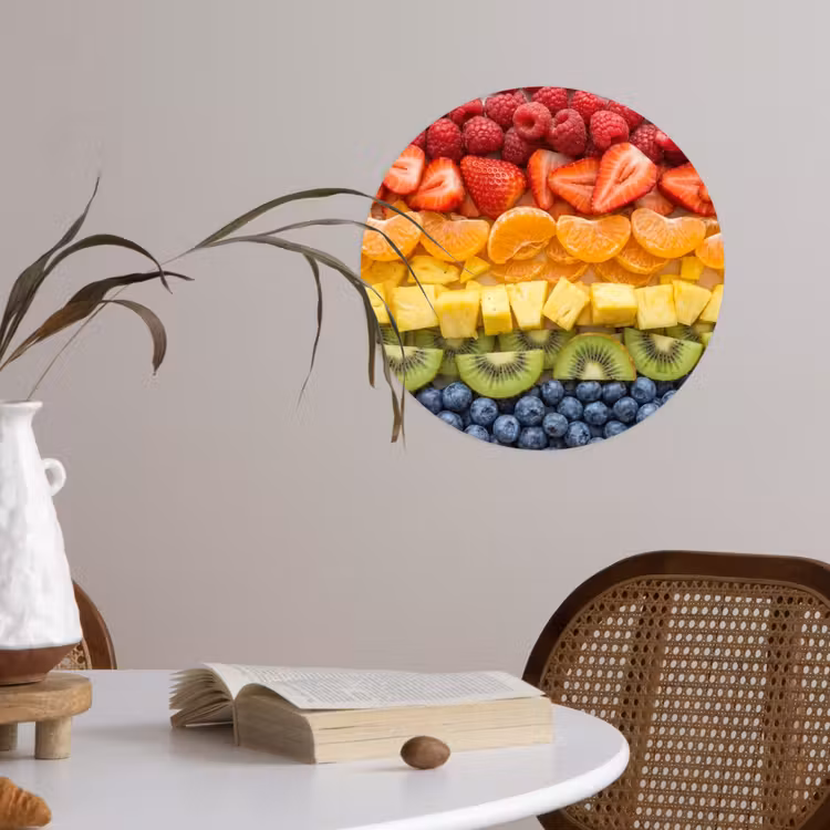 Fruit - Regenboog - Gezond - Kleurrijk Wandcirkel behangsticker klein -sfeer3