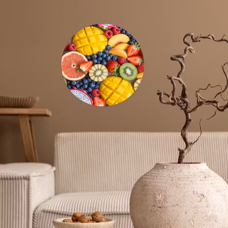 Fruit - Versneden - Kleurrijk - Eten - Gezond Wandcirkel behangsticker klein -sfeer1