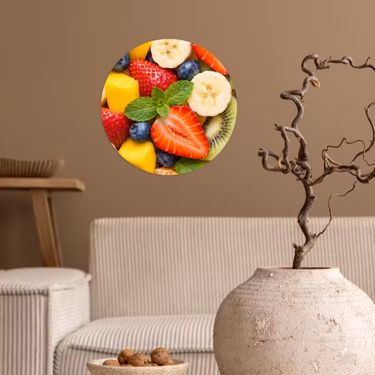 Fruit - Plakjes - Eten - Kleurrijk Wandcirkel behangsticker klein -sfeer1