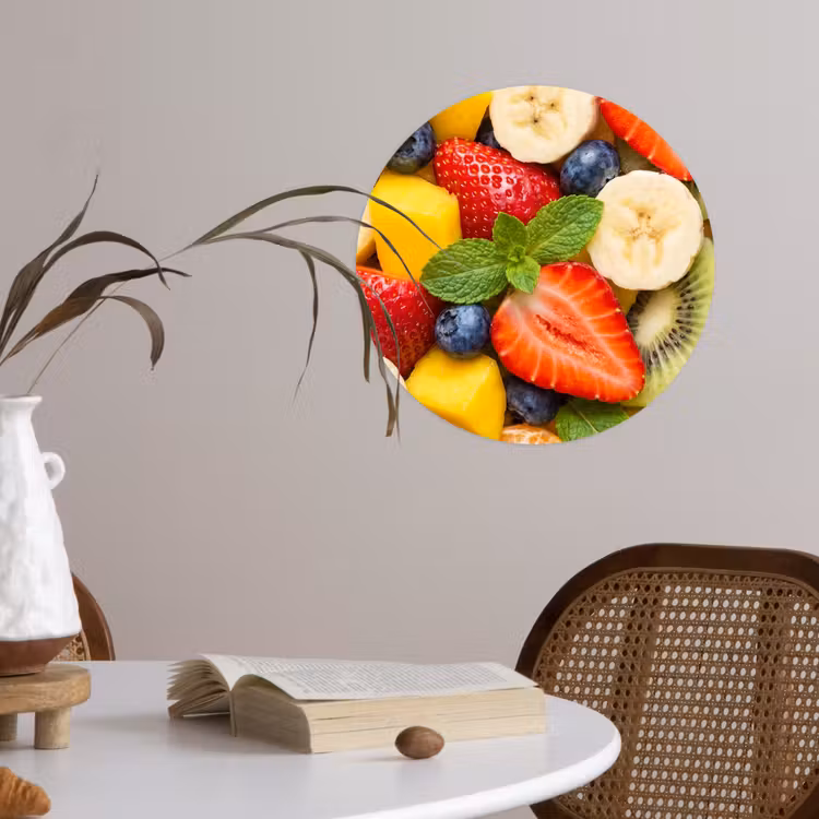 Fruit - Plakjes - Eten - Kleurrijk Wandcirkel behangsticker klein -sfeer3